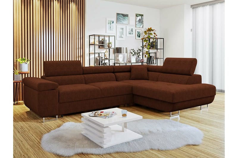 4-seters Hjørnesovesofa Kintore - Mørkebrun - Møbler - Sofaer - Sovesofaer - Hjørnesovesofa