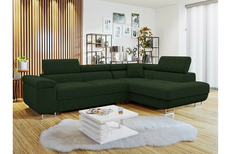 4-seters Hjørnesovesofa Kintore - Mørkegrønn - Møbler - Sofaer - Sovesofaer - Hjørnesovesofa