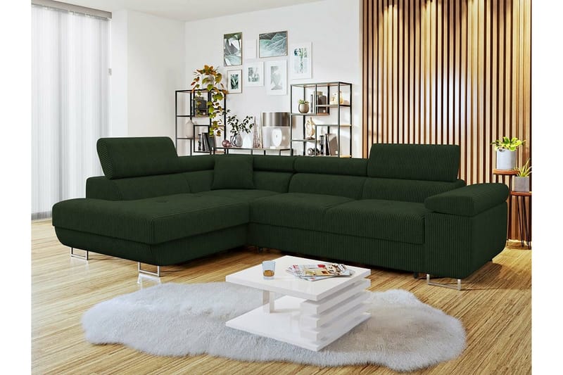 4-seters Hjørnesovesofa Kintore - Mørkegrønn - Møbler - Sofaer - Sovesofaer - Hjørnesovesofa