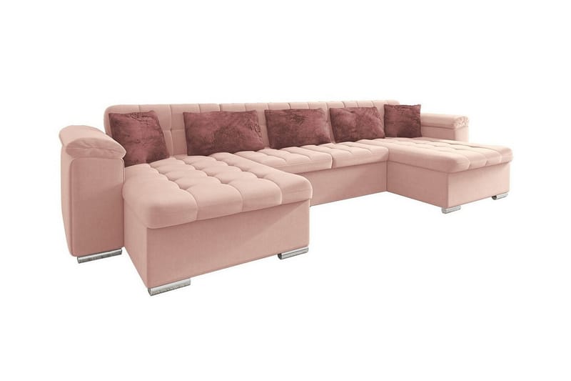 4-seters Hjørnesovesofa Kintore - Rosa - Møbler - Sofaer - Sovesofaer - Hjørnesovesofa