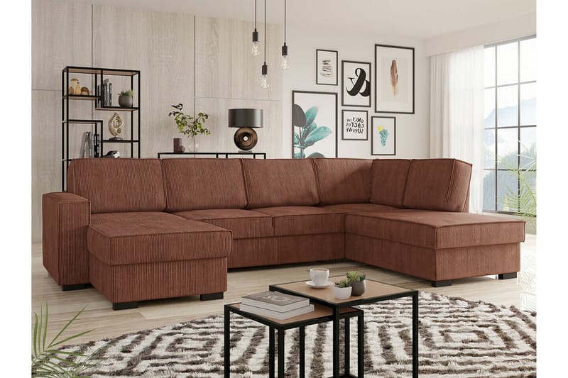 4-seters Hjørnesovesofa Kintore - Rosa - Møbler - Sofaer - Sovesofaer - Hjørnesovesofa