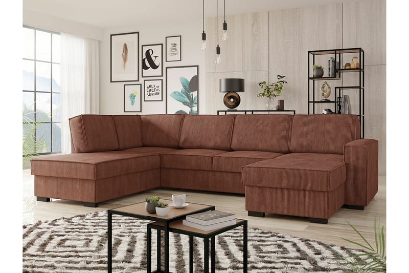 4-seters Hjørnesovesofa Kintore - Rosa - Møbler - Sofaer - Sovesofaer - Hjørnesovesofa