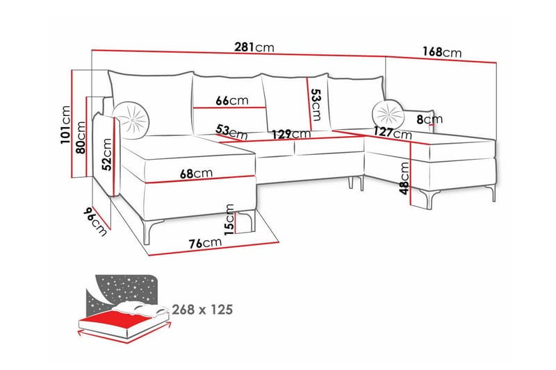 4-seters Hjørnesovesofa Knocklong - Grå - Møbler - Sofaer - Sovesofaer - Hjørnesovesofa