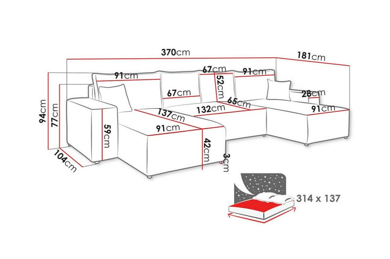 4-seters Hjørnesovesofa Knocklong - Grå - Møbler - Sofaer - Sovesofaer - Hjørnesovesofa