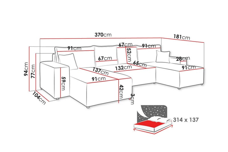 4-seters Hjørnesovesofa Knocklong - Grøn - Møbler - Sofaer - Sovesofaer - Hjørnesovesofa