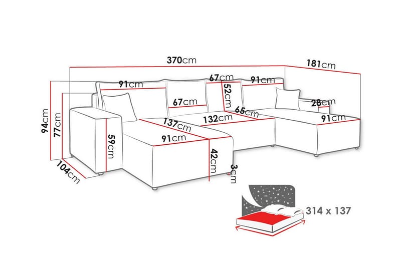 4-seters Hjørnesovesofa Knocklong - Gul - Møbler - Sofaer - Sovesofaer - Hjørnesovesofa