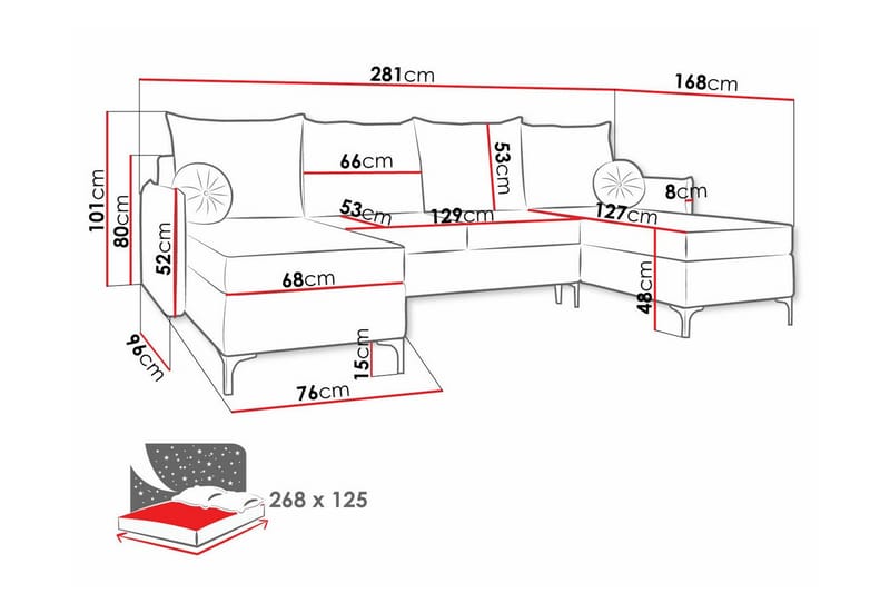 4-seters Hjørnesovesofa Knocklong - Gul - Møbler - Sofaer - Sovesofaer - Hjørnesovesofa