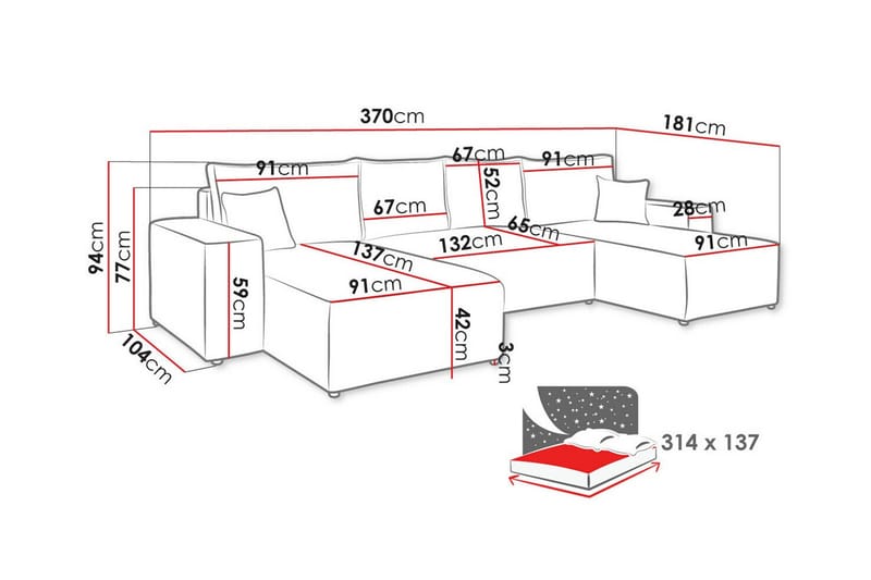 4-seters Hjørnesovesofa Knocklong - Lyse brun - Møbler - Sofaer - Sovesofaer - Hjørnesovesofa