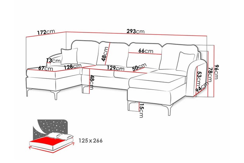 4-seters Hjørnesovesofa Knocklong - Mørkeblå - Møbler - Sofaer - Sovesofaer - Hjørnesovesofa