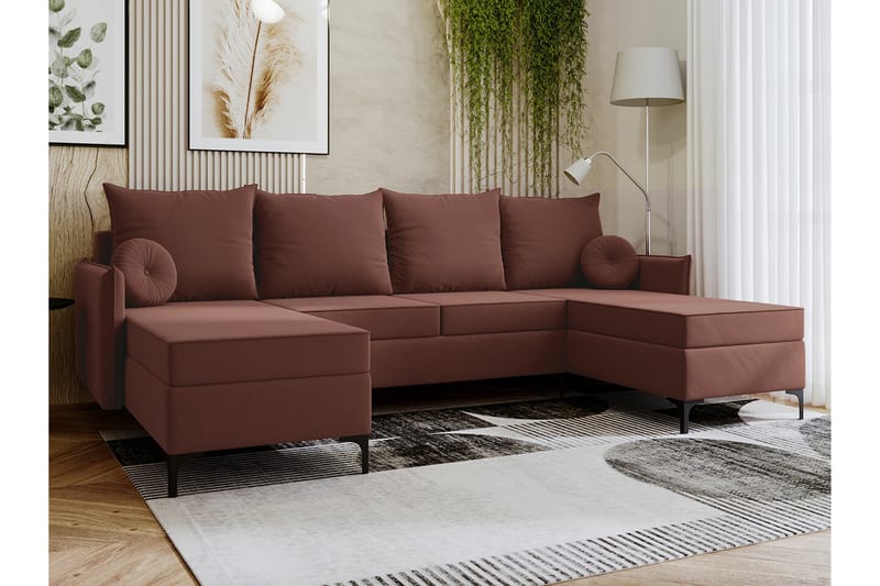 4-seters Hjørnesovesofa Knocklong - Rosa - Møbler - Sofaer - Sovesofaer - Hjørnesovesofa