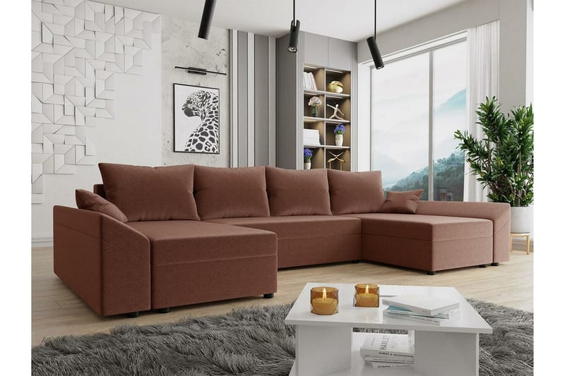 4-seters Hjørnesovesofa Midfeld - Brun - Møbler - Sofaer - Sovesofaer - Hjørnesovesofa