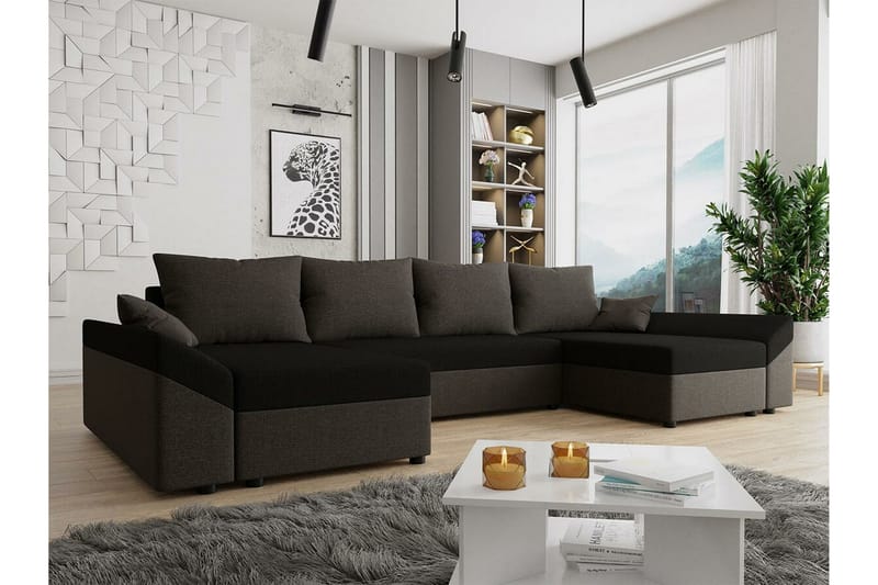 4-seters Hjørnesovesofa Midfeld - Mörkbrun/Svart - Møbler - Sofaer - Sovesofaer - Hjørnesovesofa