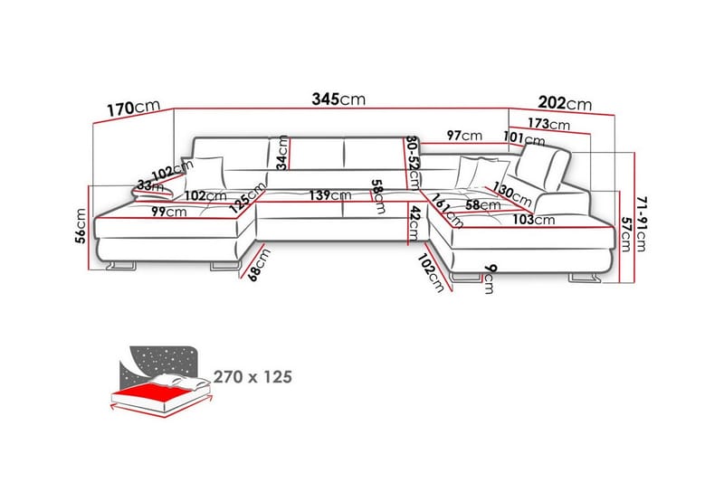 4-seters Hjørnesovesofa Reginia - Lysegrønn/Grønn/Mynte - Møbler - Sofaer - Sovesofaer - Hjørnesovesofa