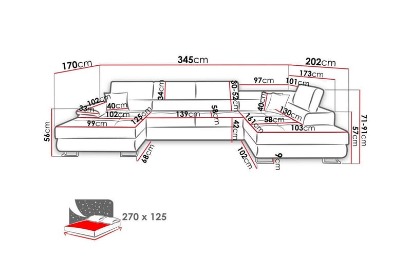 4-seters Hjørnesovesofa Reginia - Svart - Møbler - Sofaer - Sovesofaer - Hjørnesovesofa