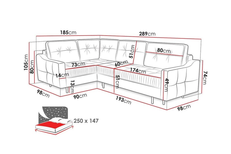 4-seters Hjørnesovesofa Tregaron - Gul-Grønn - Møbler - Sofaer - Sovesofaer - Hjørnesovesofa