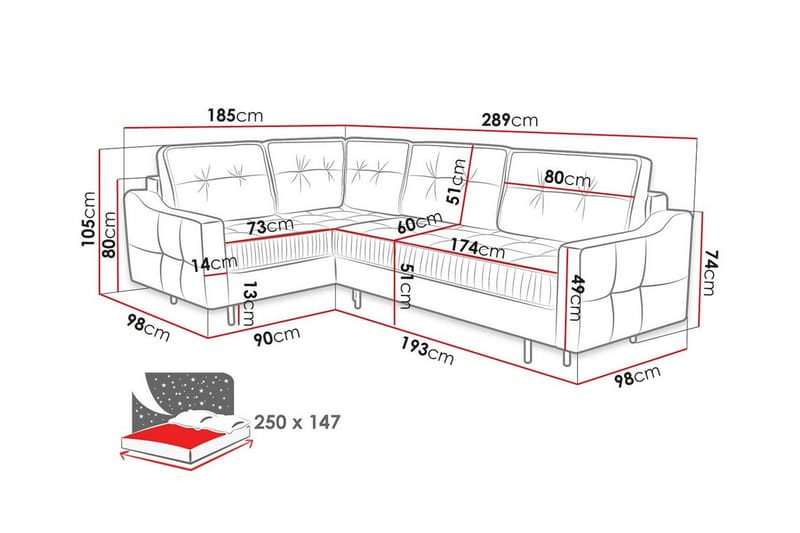 4-seters Hjørnesovesofa Tregaron - Gul-Grønn - Møbler - Sofaer - Sovesofaer - Hjørnesovesofa