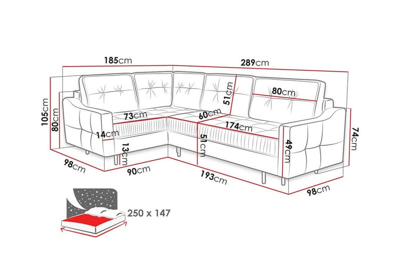 4-seters Hjørnesovesofa Tregaron - Mørkegrønn - Møbler - Sofaer - Sovesofaer - Hjørnesovesofa