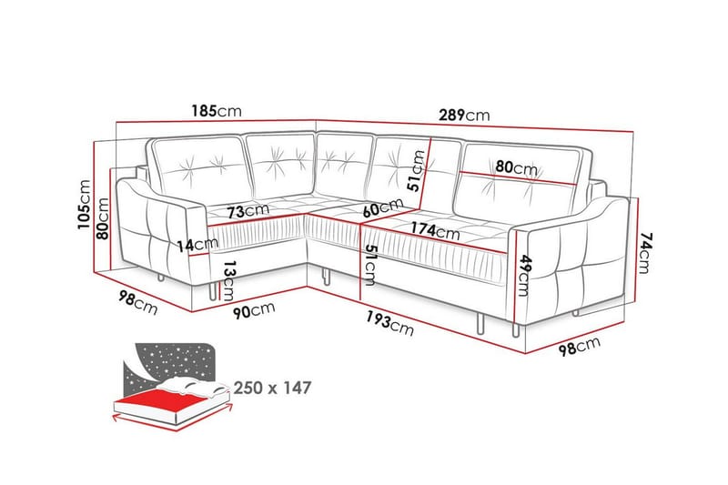 4-seters Hjørnesovesofa Tregaron - Mørkegrønn - Møbler - Sofaer - Sovesofaer - Hjørnesovesofa