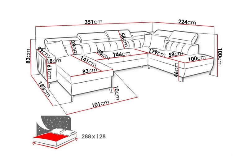 5-seters Hjørnesovesofa Galbally - Mørkeblå - Møbler - Sofaer - Sovesofaer - Hjørnesovesofa