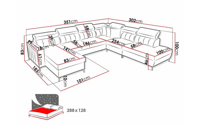 5-seters Hjørnesovesofa Galbally - Mørkeblå - Møbler - Sofaer - Sovesofaer - Hjørnesovesofa