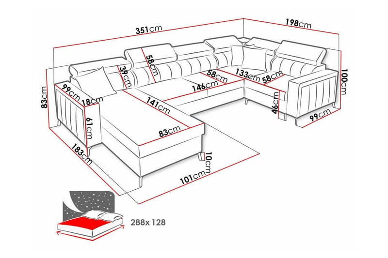 5-seters Hjørnesovesofa Galbally - Mørkebrun - Møbler - Sofaer - Sovesofaer - Hjørnesovesofa