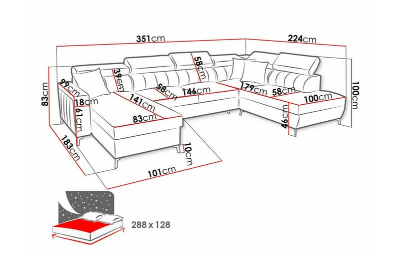 5-seters Hjørnesovesofa Galbally - Mørkebrun - Møbler - Sofaer - Sovesofaer - Hjørnesovesofa