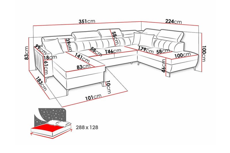 5-seters Hjørnesovesofa Galbally - Mørkebrun - Møbler - Sofaer - Sovesofaer - Hjørnesovesofa