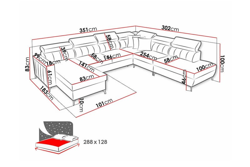 5-seters Hjørnesovesofa Galbally - Mørkebrun - Møbler - Sofaer - Sovesofaer - Hjørnesovesofa