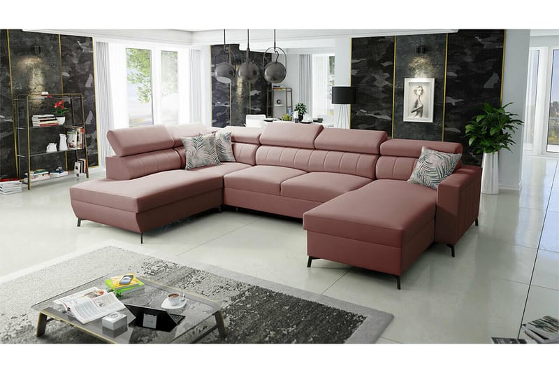 5-seters Hjørnesovesofa Galbally - Rosa - Møbler - Sofaer - Sovesofaer - Hjørnesovesofa