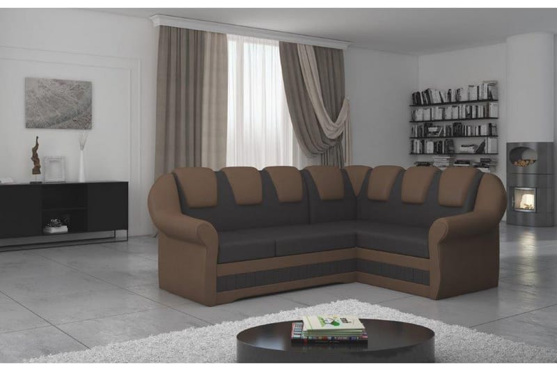 Hjørnesovesofa Amillano - Brun/Beige - Hjørnesovesofa