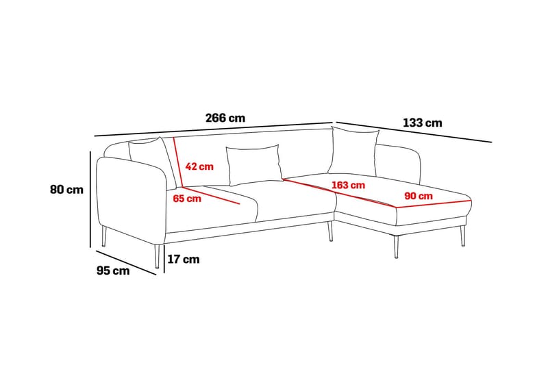 Divansovesofa 3-seters Genna - Beige - Møbler - Sofaer - Sovesofaer - Hjørnesovesofa