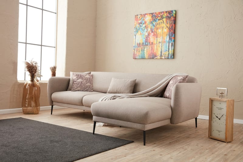 Divansovesofa 3-seters Genna - Beige - Møbler - Sofaer - Sovesofaer - Hjørnesovesofa