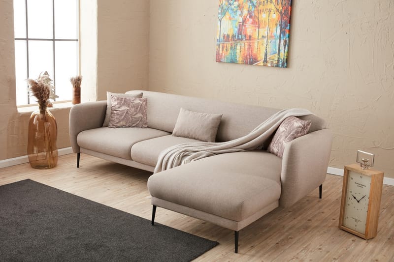 Divansovesofa 3-seters Genna - Beige - Møbler - Sofaer - Sovesofaer - Hjørnesovesofa