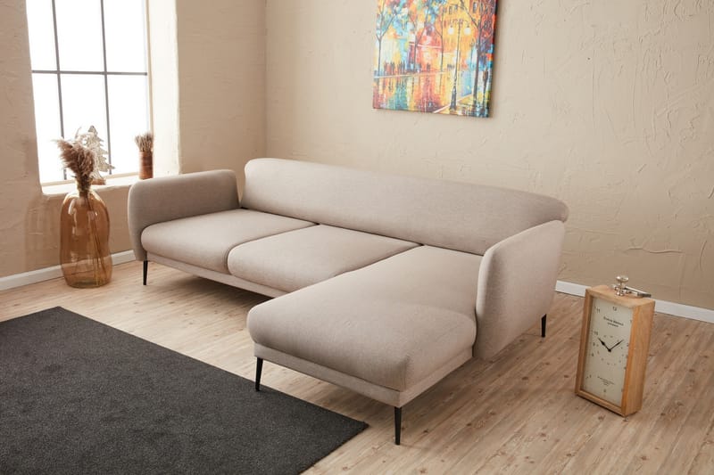 Divansovesofa 3-seters Genna - Beige - Møbler - Sofaer - Sovesofaer - Hjørnesovesofa