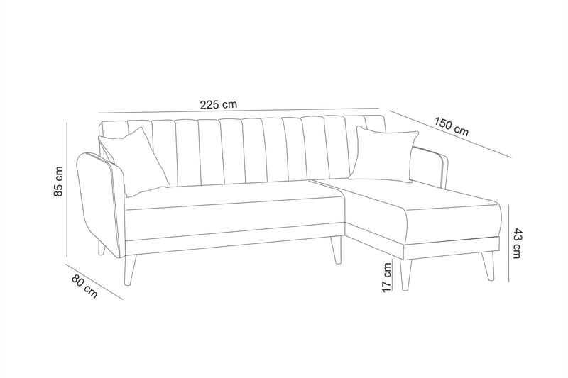 Hjørnesovesofa Beatris - Grå - Møbler - Sofaer - Sovesofaer - Hjørnesovesofa