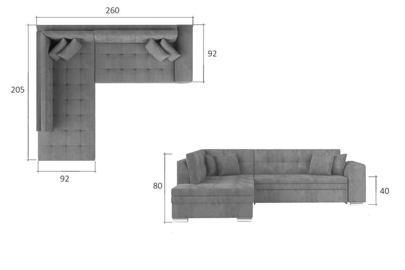 Hjørnesovesofa Fuentre - Blå/Hvit - Møbler - Sofaer - Sovesofaer - Hjørnesovesofa