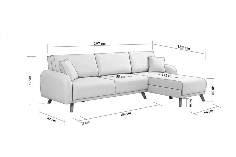 Hjørnesovesofa Malkiat - Antrasitt - Møbler - Sofaer - Sovesofaer - Hjørnesovesofa