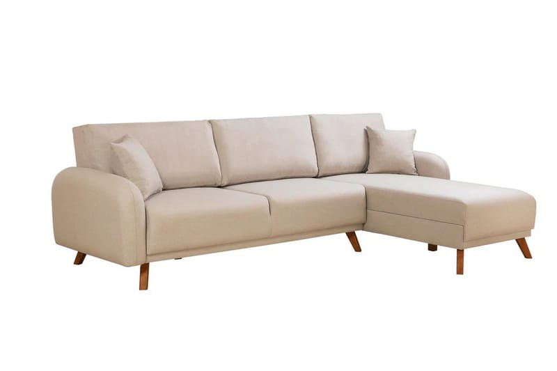 Hjørnesovesofa Malkiat - Cream - Møbler - Sofaer - Sovesofaer - Hjørnesovesofa