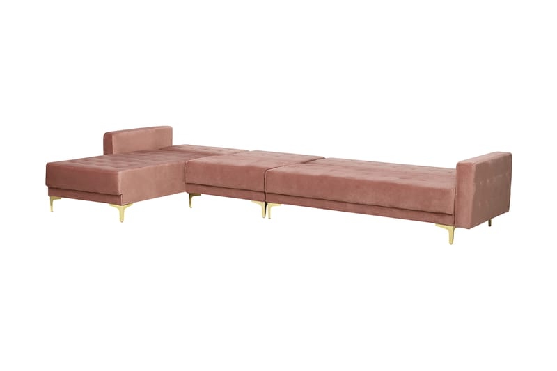 Hjørnesovesofa Stor H + Fotskammel Rosa ABERDEEN - Møbler - Sofaer - Sovesofaer - Hjørnesovesofa