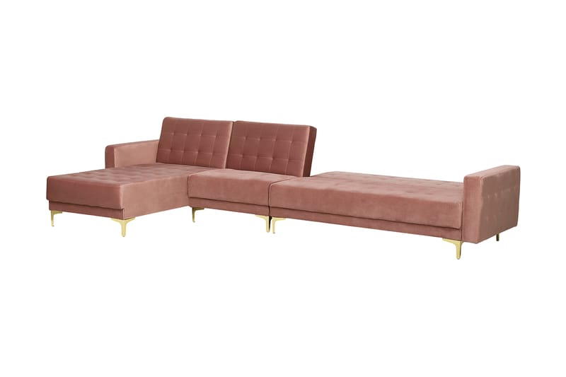 Hjørnesovesofa Stor H + Fotskammel Rosa ABERDEEN - Møbler - Sofaer - Sovesofaer - Hjørnesovesofa