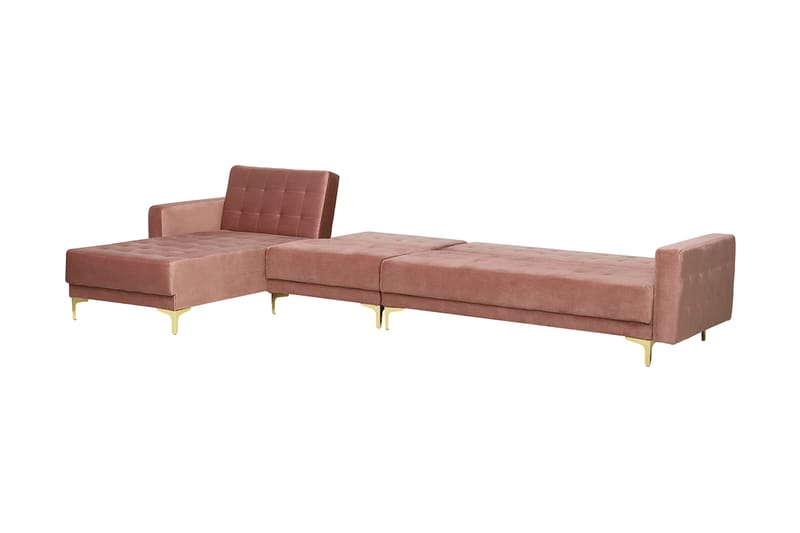 Hjørnesovesofa Stor H + Fotskammel Rosa ABERDEEN - Møbler - Sofaer - Sovesofaer - Hjørnesovesofa