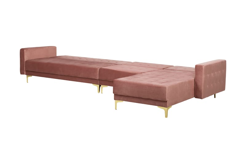 Hjørnesovesofa Stor V + Fotskammel Rosa ABERDEEN - Møbler - Sofaer - Sovesofaer - Hjørnesovesofa