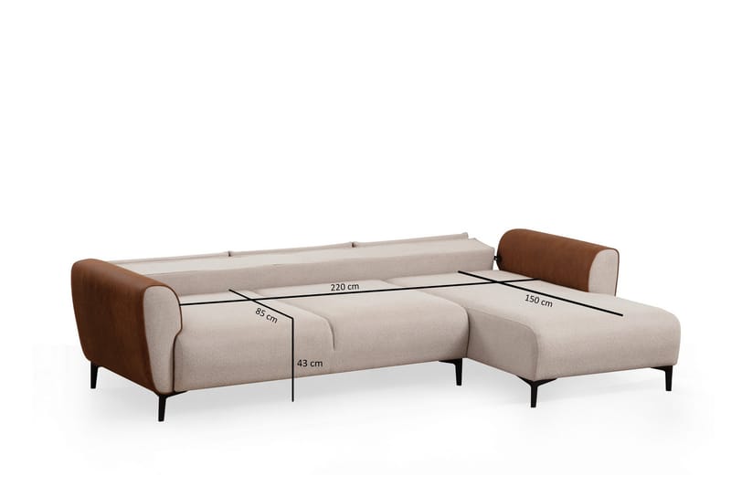 Sovesofa med divan Demeden - Beige - Møbler - Sofaer - Sovesofaer - Hjørnesovesofa