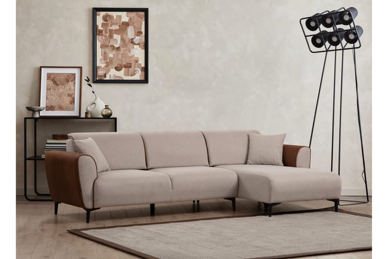 Sovesofa med divan Demeden - Beige - Møbler - Sofaer - Sovesofaer - Hjørnesovesofa