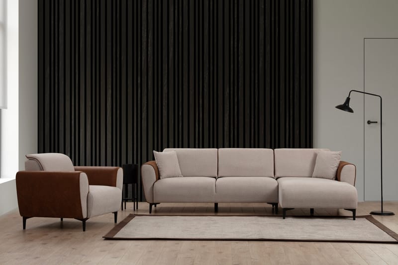 Sovesofa med divan Demeden - Beige - Møbler - Sofaer - Sovesofaer - Hjørnesovesofa