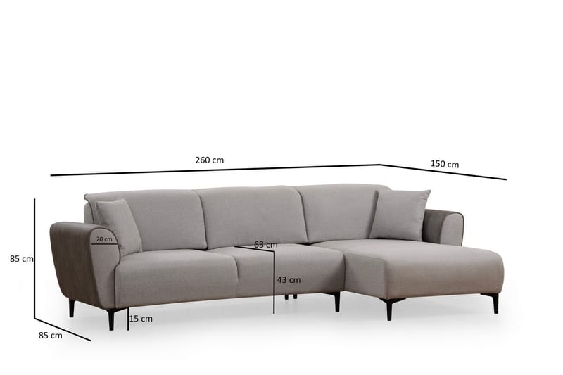 Sovesofa med divan Demeden - Grå - Møbler - Sofaer - Sovesofaer - Hjørnesovesofa