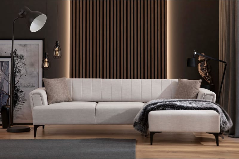 Sovesofa med divan Hamlets - Beige - Møbler - Sofaer - Sovesofaer - Hjørnesovesofa