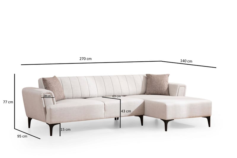 Sovesofa med divan Hamlets - Beige - Møbler - Sofaer - Sovesofaer - Hjørnesovesofa