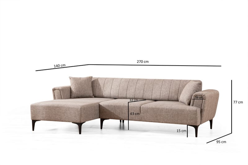 Sovesofa med divan Hamlets - Lysebrun - Møbler - Sofaer - Sovesofaer - Hjørnesovesofa