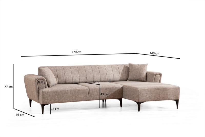 Sovesofa med divan Hamlets - Lysebrun - Møbler - Sofaer - Sovesofaer - Hjørnesovesofa